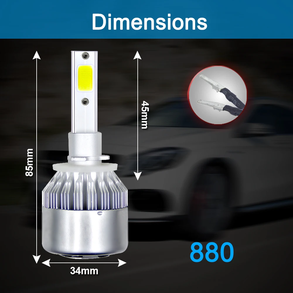 Auto C6 H4 LED Automobilių Žibintai Lemputės 2021 Prožektoriai LED Žibintai 72W 6000K 8000K 12000K Žibintai šaltai Balta 8000LM Nuotrauka 1