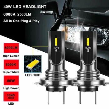 2VNT Automobilių Universalus SPT H7 LED Žibintų Pakeisti Xenon Hi/Low Kit Šviesos Lemputės 6000K Canbus Automobilių Žibintai Lemputės Priedai