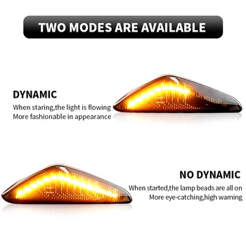 2VNT Dinaminis Teka LED Šoniniai Gabaritiniai Signalo Lemputė BMW X5 E70 
