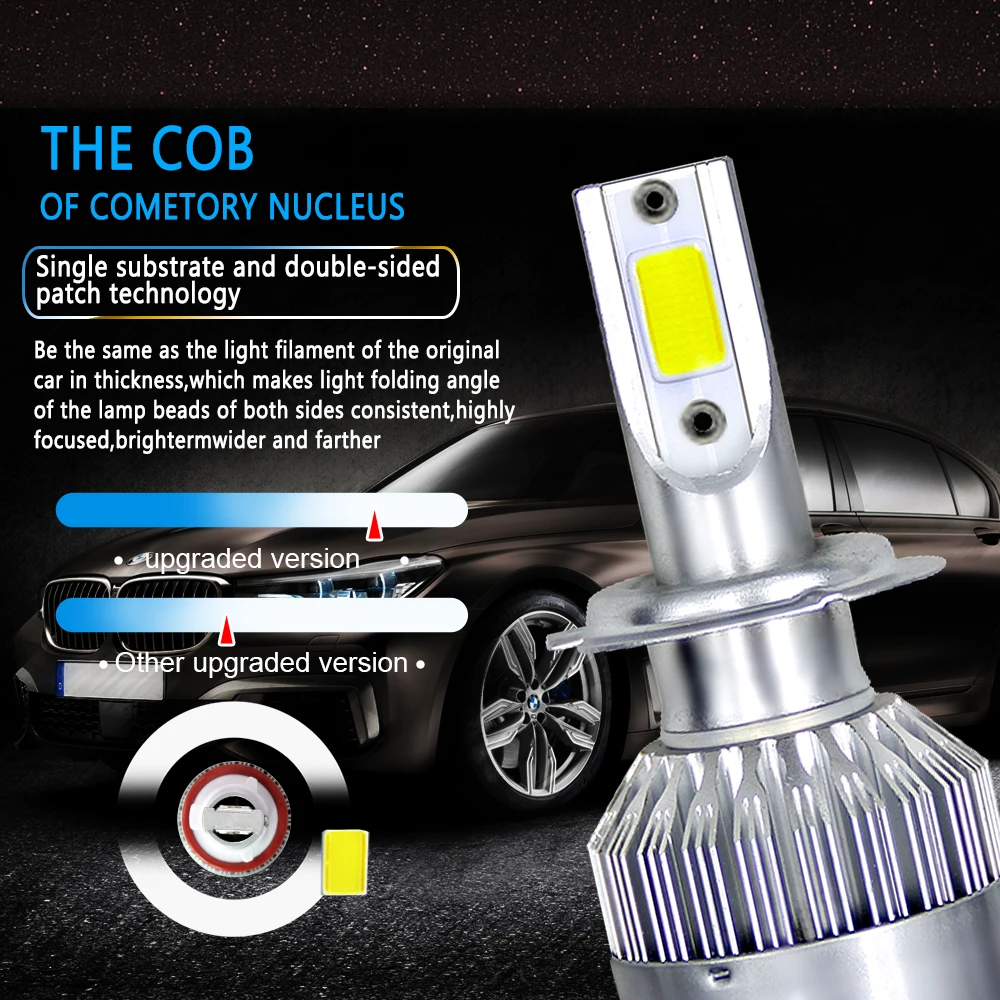 Auto C6 H4 LED Automobilių Žibintai Lemputės 2021 Prožektoriai LED Žibintai 72W 6000K 8000K 12000K Žibintai šaltai Balta 8000LM Nuotrauka 3