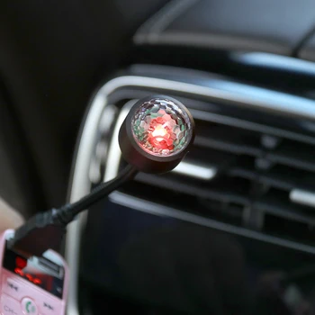 Automobilių Stogo Balso Kontrolės Star Atmosfera Šviesos Daugiaspalvis LED Atmosfera Lempa USB Automobilių Apdailos Atmosfera Žibintai
