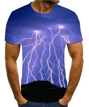 Žaibo kraštovaizdžio T-shirt Pobūdžio 3d Spausdinimo Vyrai Moterys Berniukas Mados O-kaklo marškinėliai Vaikams Negabaritinių Tees Marškinėliai Paplūdimys Viršūnes Kostiumas