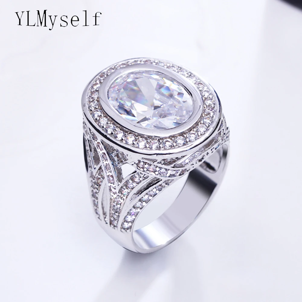 Didelis ovalo formos akmens žiedas, sidabro spalvos nutiesti kristalų aneis anillos aukštos kokybės nuotraukų juvelyriniai dirbiniai moterų dideli žiedai Nuotrauka 0