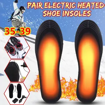 1Pair Unisex Elektra Šildomas Batų Vidpadžiai Kojų Šildytuvas Šiltos Kojinės USB Įkrovimo Pėdų Šildytuvas Žiemos Elektriniai Šildymo Pagalvėlės
