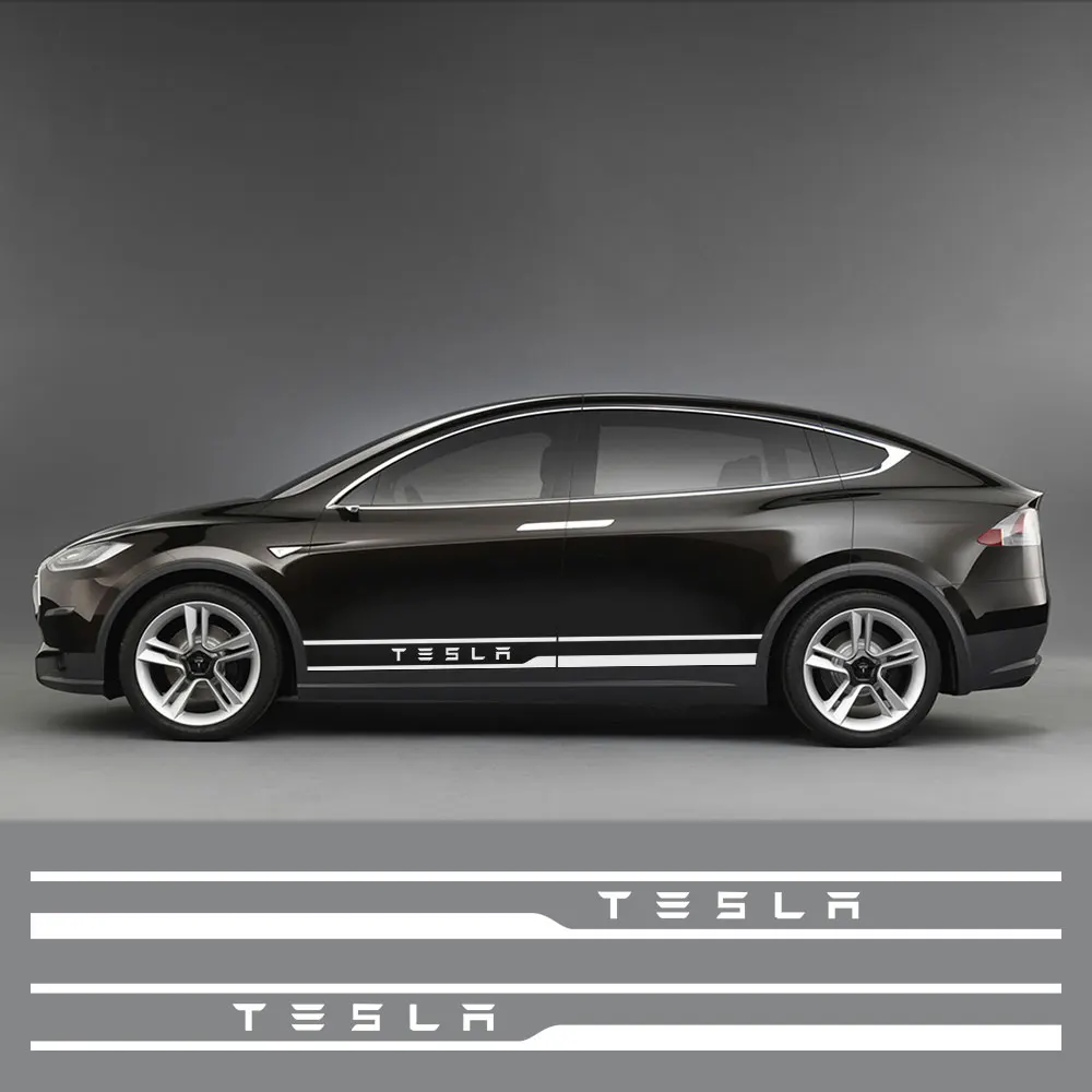 2VNT Automobilių Durų Šonų Lipdukai Tesla Model 3 S X Y Kūno Sijonas Grafika Dekoro Tuning Auto Reikmenys Vinilo Plėvelės, Lipdukai Nuotrauka 1