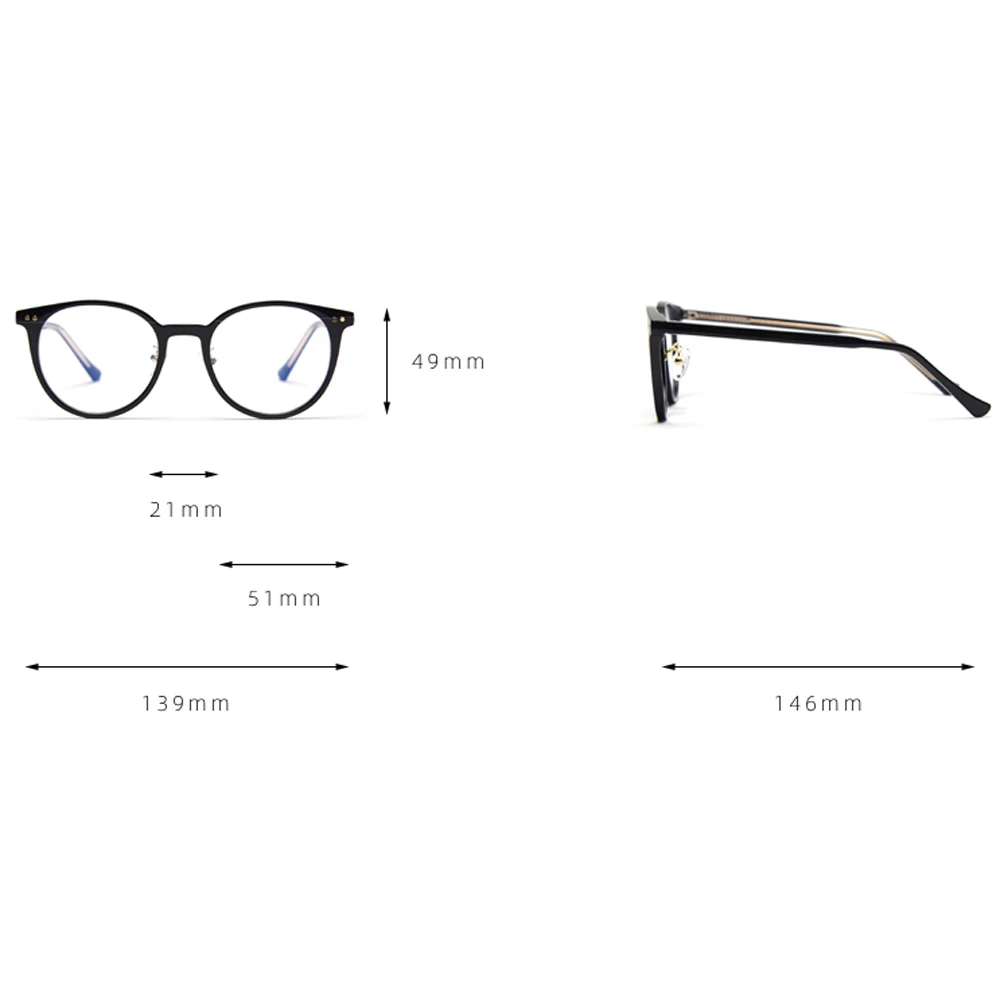 Peekaboo korėjos stiliaus apvalių akinių rėmeliai vyrų mėlynos šviesos blokavimas TR90 optinis mados akinių rėmeliai moterų aišku objektyvas Nuotrauka 1