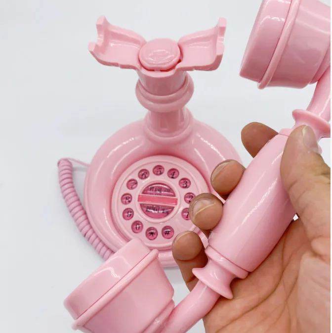 Pink cartoon mini fiksuotojo ryšio Aukštos kokybės Laidiniu Telefonu Namų, viešbučio, miegamojo, vaikų, vaikams, moterims, malonus raudona Nuotrauka 1