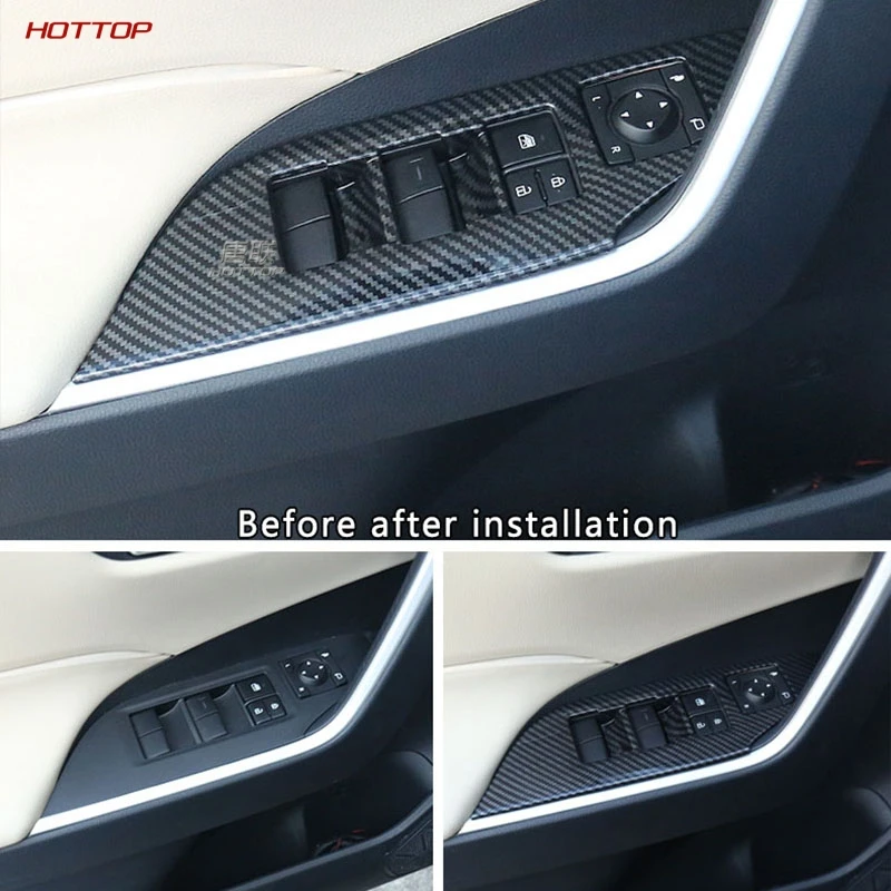 Interjero Coche Del Fibra Carbono Accesorios Decoración Toyota RAV4 2019 2020 Consola Instrumentos Cobertor Soporte Para Mokyklos Nuotrauka 1