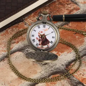 2020 Miela Alisa Stebuklų šalyje Triušis Dizaino Kišeninio Laikrodžio Moterys, Ponios Mergina Fob Žiūrėti Dift už Kišeninio Laikrodžio Su Karoliai
