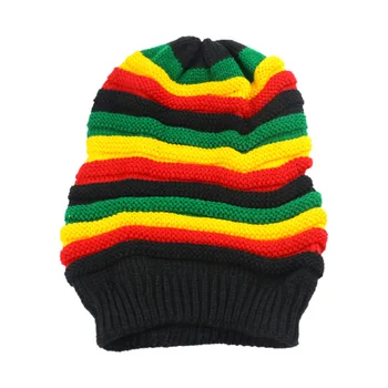 2021 metų Žiemos Mados, Hip-Hop, Bob Marley Jamaikos Rasta Reggae Kelių spalvų Dryžuota Kepuraitė Kepurės Vyrams, Moterims, Unisex