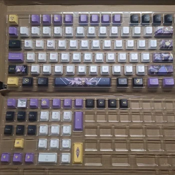2021 Naujas Žaidimas Genshin Poveikio Keqing Temą Cosplay Mechaninė Klaviatūra Keycaps Už 87/104/108 Klaviatūra Gamyklos Tiesioginio Pardavimo
