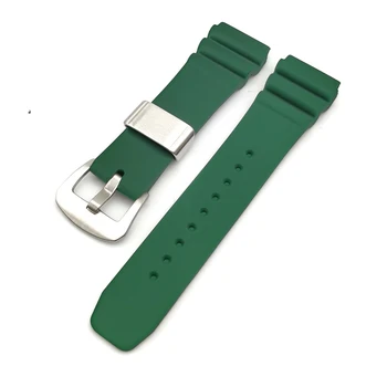 22mm Silikono Guma Watchband Dirželis Apyrankė Seiko Naras Smart Watch Priedai Juostos Plieno Kartus Sagties Užsegimas Riešo Diržas