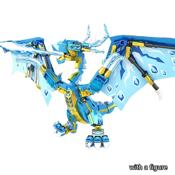 2Types Gaisro Dragon Ninja Vandenyno Dragon Attack Ka Paveikslas Blokai Kit Plytų Modelis Vaikams, Žaislas Vaikams, Dovana