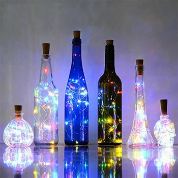 3M 30 LED Vyno Butelis Žibintai Kamštienos LED Styginių Šviesos Girlianda Sidabro Vielos Pasakų Žibintai Stiklo Amatų Kalėdų Vakarėlį Apdaila