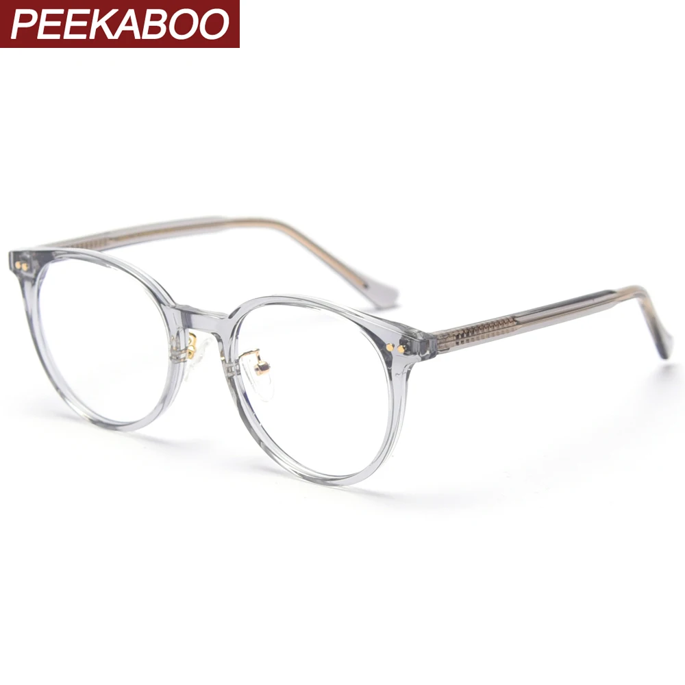 Peekaboo korėjos stiliaus apvalių akinių rėmeliai vyrų mėlynos šviesos blokavimas TR90 optinis mados akinių rėmeliai moterų aišku objektyvas Nuotrauka 3