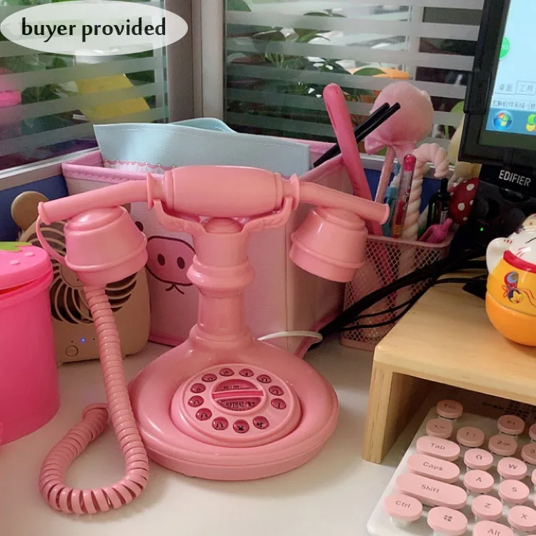 Pink cartoon mini fiksuotojo ryšio Aukštos kokybės Laidiniu Telefonu Namų, viešbučio, miegamojo, vaikų, vaikams, moterims, malonus raudona Nuotrauka 3