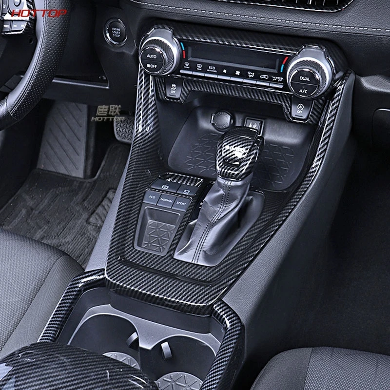 Interjero Coche Del Fibra Carbono Accesorios Decoración Toyota RAV4 2019 2020 Consola Instrumentos Cobertor Soporte Para Mokyklos Nuotrauka 3