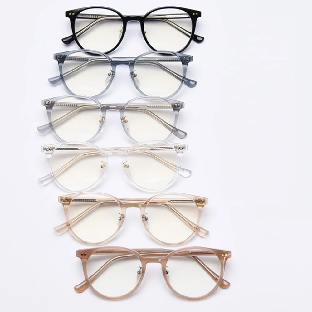 Peekaboo korėjos stiliaus apvalių akinių rėmeliai vyrų mėlynos šviesos blokavimas TR90 optinis mados akinių rėmeliai moterų aišku objektyvas Nuotrauka 4