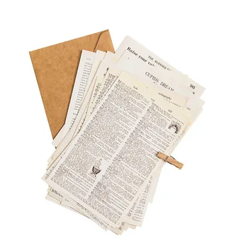 57Pcs Retro popieriaus Scrapbooking medžiagos seno laikraščio Straipsnis natų rankraštis apdailos bazės dekoratyvinis karvės odos Balta