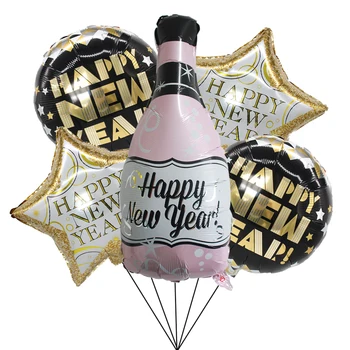5vnt/daug Laimingų Naujųjų Metų Folija Balionai 2022 Naujųjų Metų Šaliai Vestuvių Papuošalai Sveikiname Taurė Šampano, Vyno Butelis Prekių Globos