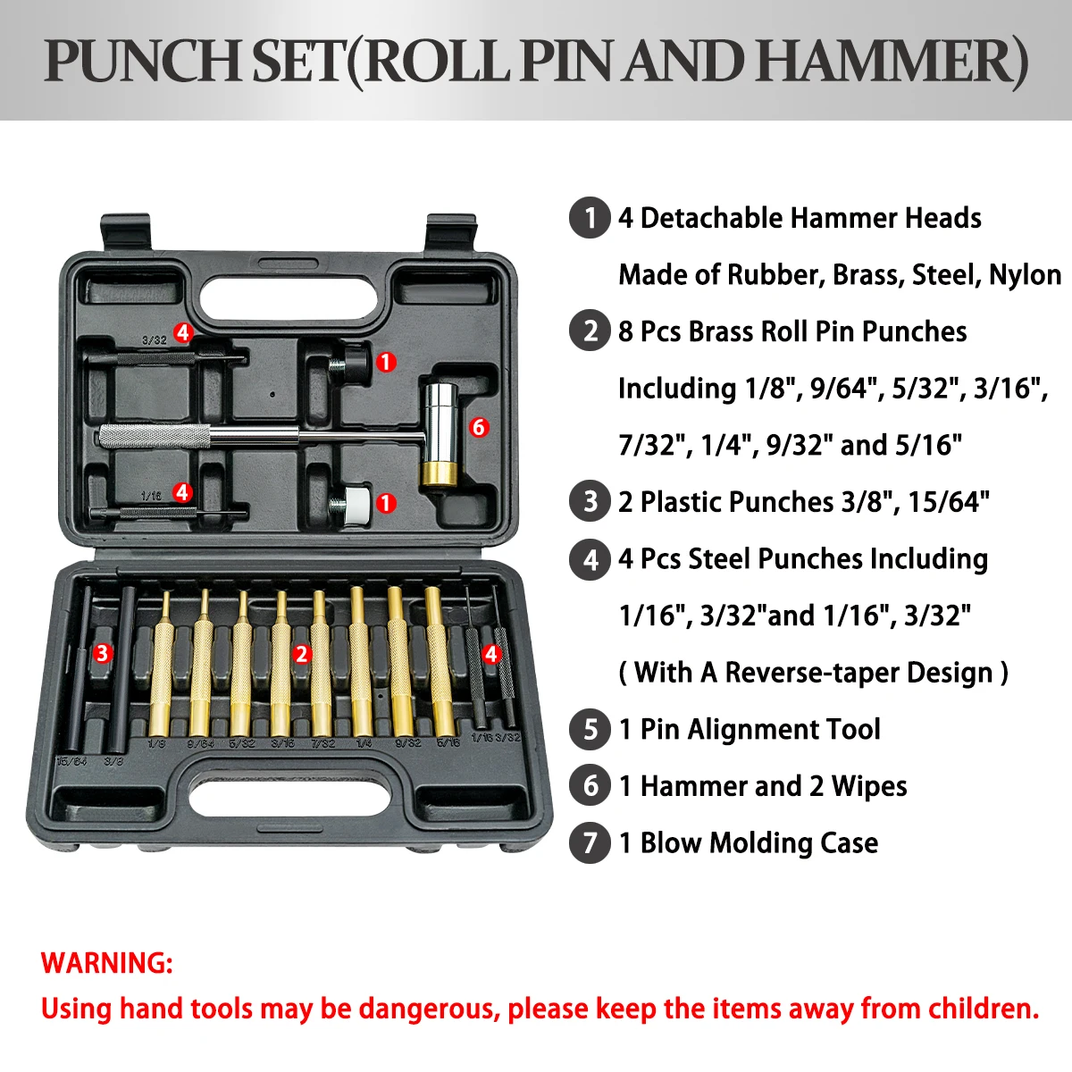 19 Vnt Roll Pin Punch Nustatyti Gunsmithing Punch Įrankiai Pagaminti iš vientisos Medžiagos, Įskaitant Stendo Blokas ir Ginklų Valymo Kilimėlis Nuotrauka 5