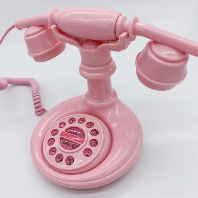 Pink cartoon mini fiksuotojo ryšio Aukštos kokybės Laidiniu Telefonu Namų, viešbučio, miegamojo, vaikų, vaikams, moterims, malonus raudona Nuotrauka 5