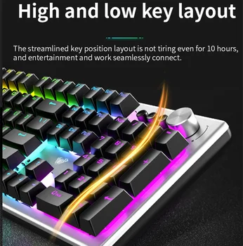 AULA Multimedijos Membranos klaviatūra Laidinio RGB ABS plūduriuojantis keycap metalinę High-low key išdėstymas Dvigubo Įpurškimo Keycaps
