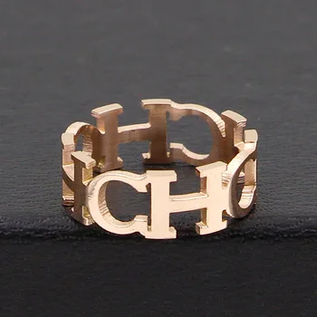 Bilincolor CH laišką nerūdijančio plieno rose gold mados žiedas moterims