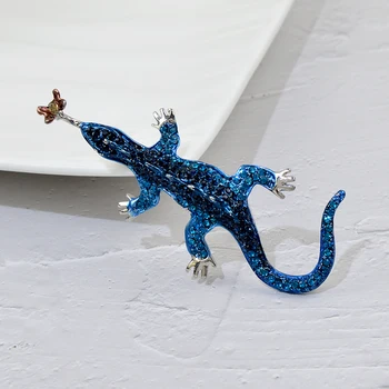 CINDY XIANG Driežas Preying Dėl Kandys Sagė kalnų krištolas Gecko Pin Gyvūnų Dizaino Mados Juvelyrikos Žiemos Paltai Priedai 3 Spalvų
