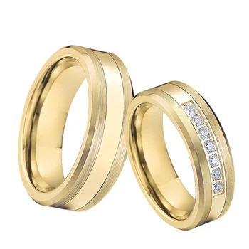 Custom 18k auksu pora vestuvių žiedai vyrams ir moterims Patinka Aljanso santuokos žiedas juosta, nerūdijančio plieno papuošalai