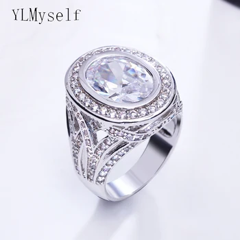 Didelis ovalo formos akmens žiedas, sidabro spalvos nutiesti kristalų aneis anillos aukštos kokybės nuotraukų juvelyriniai dirbiniai moterų dideli žiedai