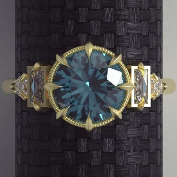Didmeninė Kūrybos Aukso Spalva Mėlyna Kristalų Laikrodžio Formos Moteriška Metalų Lydinio Žiedas Moterims, Šaliai, Papuošalai, Aksesuarai,