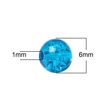 Doreen Lauke karšta - 200 Vnt Mėlyna Crackle Stikliniai Apvalūs Karoliukai, 6mm Rezultatai (B04183)