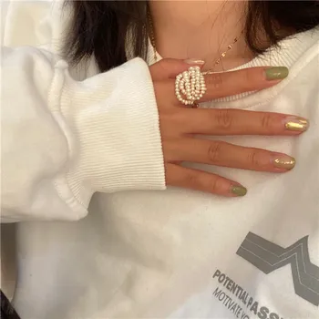 Glam Tikras Perlas Didina Žiedų Moterų Juvelyrika Dizaineris Kokteilis Suknelė Nuostabi Dovana Madingo Boho Korėjos Japonija