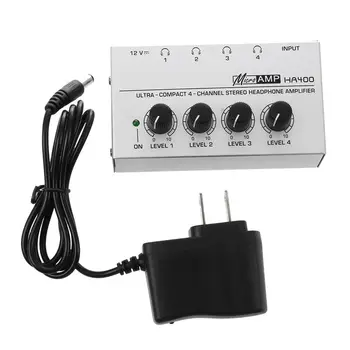HA400 4 Kanalų Ultra-kompaktiškas Ausinių Audio Stereo Amp Microamp Stiprintuvas