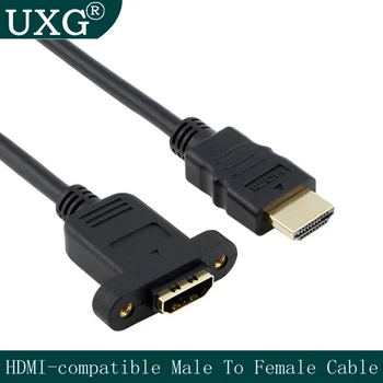 HD-1.4 V 19pin Male HDMI-suderinama Tipą Moterų ilgiklis Su Varžto Skylę Užraktas Panel Mount 30cm-150cm 1ft-3ft