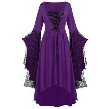 Helovyno Cosplay Kostiumai, Gotikinio Vintage Suknelė Dvasios Moliūgų Atspausdinta Suknelės Viduramžių Dvasia Nuotaka Vampyras Drabužiai Moterims