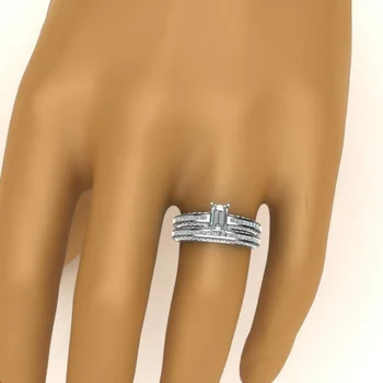 Klasikinis Moterų White Crystal Žiedą, Jubiliejaus Dovana Kristalų Papuošalai Kokteilis, Gimtadienio Dalyvavimas Vestuvių Žiedas Nustatyti Size5-12