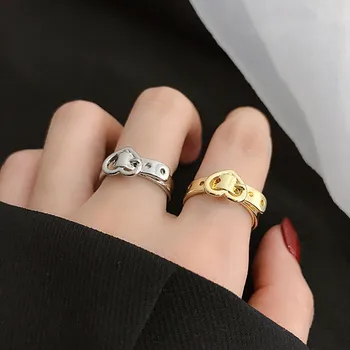Korėjos mados geometrinis turas poliruotas žiedo, moterų kūrybos retro asmenybė aukso ir įžanginis pareiškimas