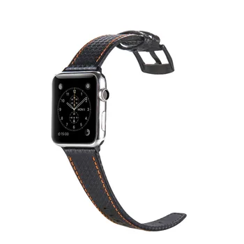 Mados Prabangių Odos anglies pluošto Diržu, Apple Watch Series 5 4 3 2 1 sagtis Watchband už iWatch 38 42 40 44 MM Juostoje