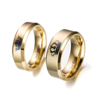 Mados Titano Plieno Karūna Žiedas už Poros Žiedai Vyrams, Moterims Mėgėjams Papuošalai Žiedo Dydis 6-12