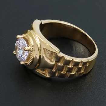 Mados Žiedai Naujo Dizaino Laikrodžio Formos Aukso, sidabro spalva Vyrų Kristalų vestuvinį Žiedą Sužadėtuvių Žiedai Už Mens