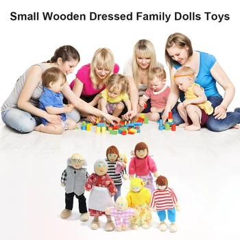 Medienos Laimingas Šeimos Lėlių Kūrybos Duomenys Apsirengęs Simbolių Rinkinys Vaikams Apsimesti Žaisti Žaislas Vaikams Akių Judesių Mokymo Žaislas