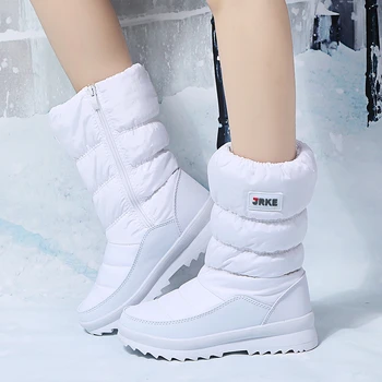 Moterų batai neperšlampami žieminiai batai didelio dydžio sniego batai storio-soled šiltas kulkšnies žieminiai batai vidurio blauzdos sutirštės moterų batai