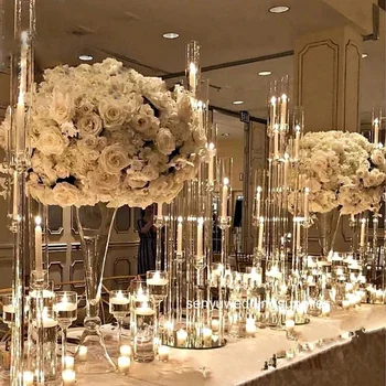 Naujas vestuvių puošmena aukščio akrilo vamzdelių žvakių laikikliai kristalų uraganas šviestuvai stalo stovas su umbra