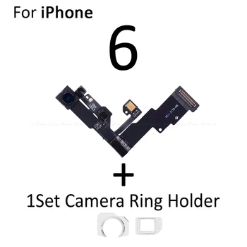 Priekinės vaizdo Kameros, Artumo Jutiklis, Šviesos, Mic Flex Cable For iPhone 5 5C 5S SE 2016 6 6S Plus Su Priekinės Kameros Žiedas Turėtojas