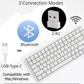 RK84 2.4 G Wireless Bluetooth USB Dongle Laidinio Žaidimų Mechaninė Klaviatūra 84 Klavišai Karšto Swappble Royal Kludge 3 Rūšių RGB Kompaktiškas