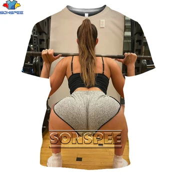 SONSPEE Seksualus Bikini Modelis Sėdmenų Šviesiaplaukė Mergina T-shirt 3D Vyrai Moterys Mados Kultūrizmo Marškinėliai Otaku Drabužių trumpomis Rankovėmis Viršūnes