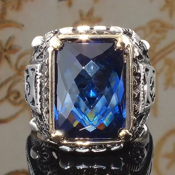 Tendencija Žiedas Šaliai, Papuošalai Inkrustacijos Mėlyna Cirkonis Žiedas Vyrams Roko Stiliaus Papuošalai
