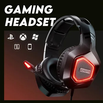VOYEE Žaidimų Headset for PC PS4 PS5 Xbox Nitendo Jungiklis Konsolės Žaidėjai Ausines Laidines Per Ausį, Žaidimų Ausinės su Mikrofonu